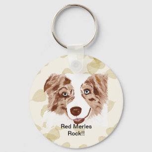 Australian Shepherd Red Merle Dog Keychain