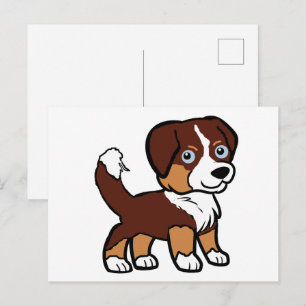 Australian Shepherd Red Tri Cartoon with Tail Postcard