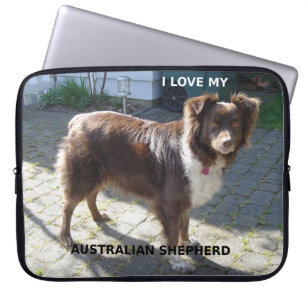 australian shepherd red tri love w pic laptop sleeve