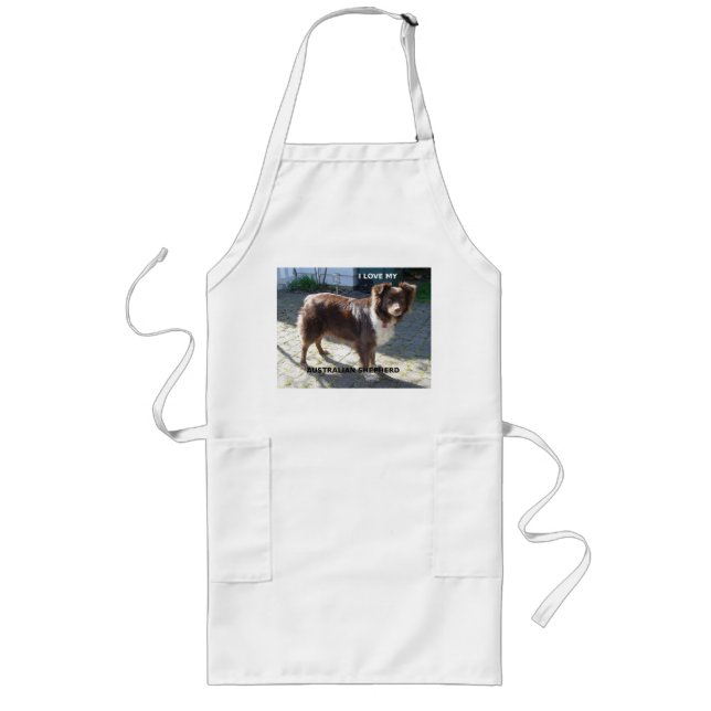 australian shepherd red tri love w pic long apron (Front)