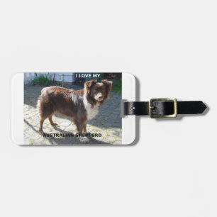 australian shepherd red tri love w pic luggage tag