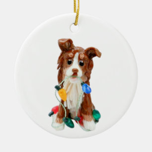 Australian Shepherd Red Tricolor  Ceramic Ornament