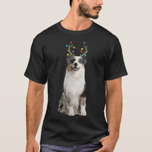 Australian Shepherd Reindeer Christmas Dog T-Shirt