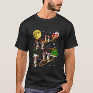 Australian Shepherd Reindeer Christmas Riding Sant T-Shirt