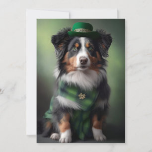 australian shepherd saint patrick holiday card