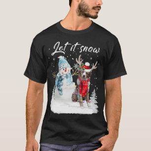 Australian Shepherd Santa Dog Christmas Snowman T-Shirt