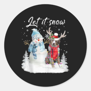 Australian Shepherd Santa Dog Christmas Snowman Xm Classic Round Sticker