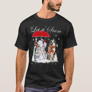 Australian Shepherd Santa Dog Christmas Snowman Xm T-Shirt