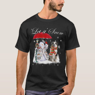 Australian Shepherd Santa Dog Christmas Snowman Xm T-Shirt