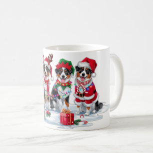 Australian Shepherd Santa hat antler elf Christmas Coffee Mug
