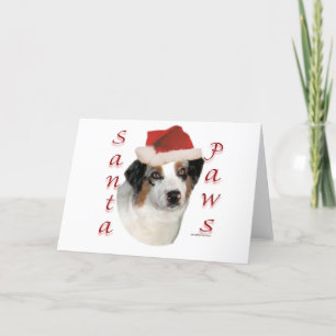 Australian Shepherd Santa Paws Holiday Card