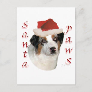 Australian Shepherd Santa Paws Holiday Postcard