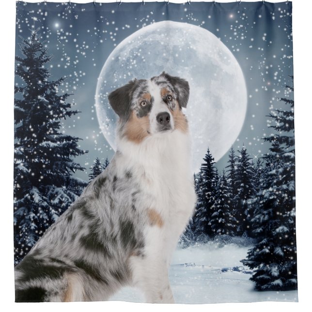 Australian Shepherd Shower Curtian Curtain (Front)