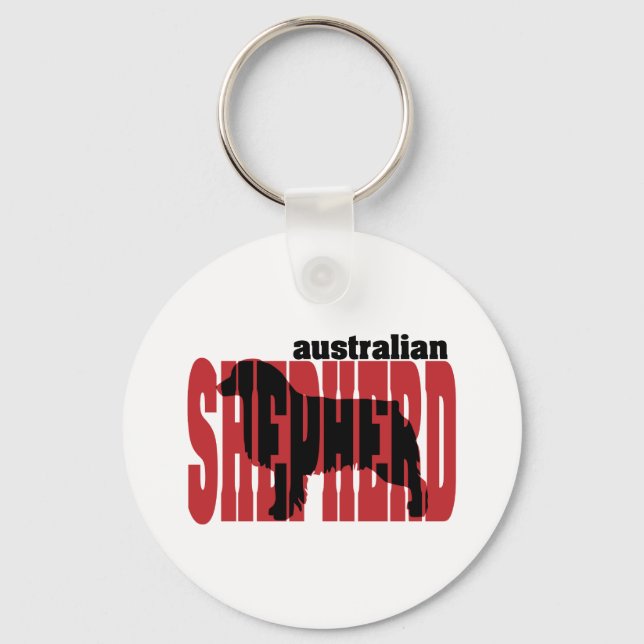 Australian Shepherd silhouette Key Ring (Front)