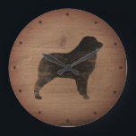 Australian Shepherd Silhouette Rustic Large Clock<br><div class="desc">Aussie Lover's Wall Clock. Wood design is printed,  not real wood.</div>