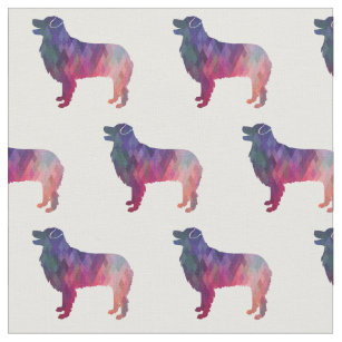 Australian Shepherd Silhouette Tiled Fabric