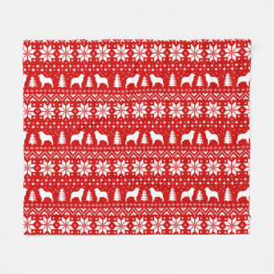 Australian Shepherd Silhouettes Christmas Pattern Fleece Blanket