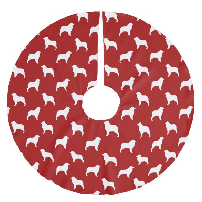 Australian Shepherd Silhouettes Pattern Brushed Polyester Tree Skirt (Front)