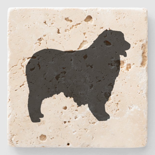 Australian Shepherd silo Stone Coaster (Front)