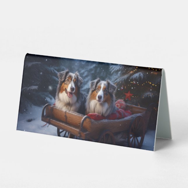 Australian Shepherd Snowy Sleigh Christmas Decor (Front)
