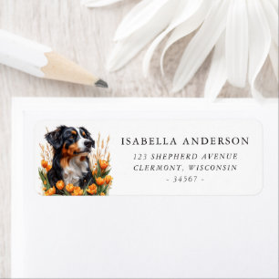Australian Shepherd Spring Yellow Tulips Return Address Label