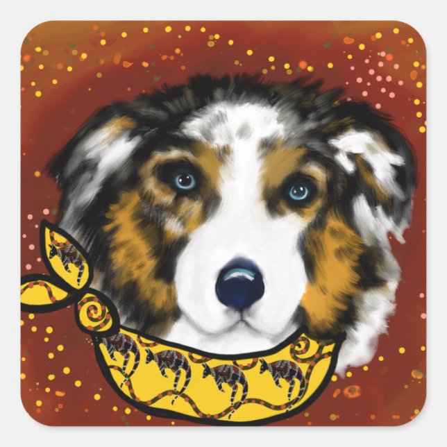 AUSTRALIAN SHEPHERD     SQUARE STICKER (Front)