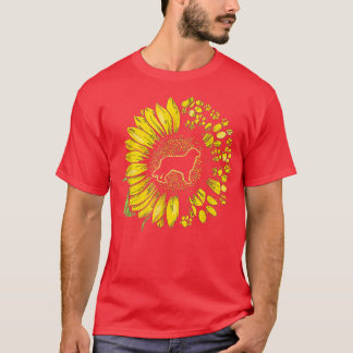 Australian Shepherd Sunflower With Paws Aussie Dog T-Shirt
