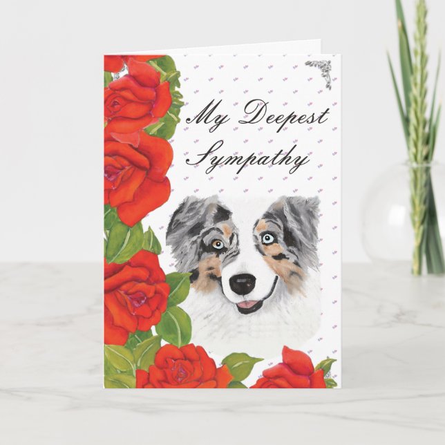 Australian Shepherd Sympathy Greeting Card (Front)