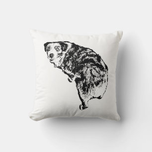 Australian Shepherd Throw Pillow – Ink Art Design