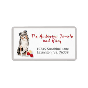 Australian Shepherd & Toys Family Return Address Label