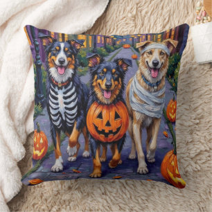 Australian Shepherd Trick-or-Treating in Halloween Cushion