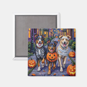 Australian Shepherd Trick-or-Treating in Halloween Magnet