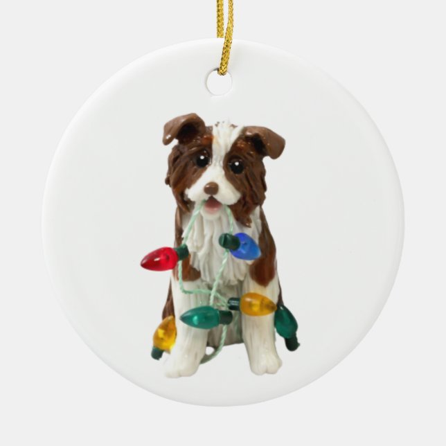 Australian Shepherd Tricolor Red Tricolor Ceramic Ornament (Front)