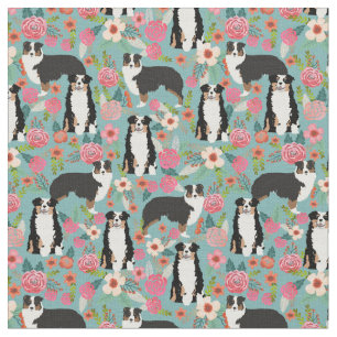 Australian Shepherd tricolored vintage florals Fabric