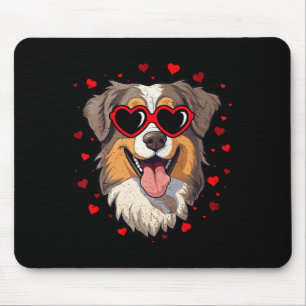 Australian Shepherd Valentine Heart Cute Dog Lover Mouse Pad