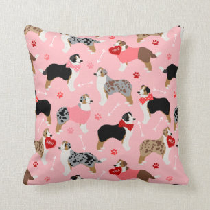 Australian Shepherd Valentine Pattern Cushion
