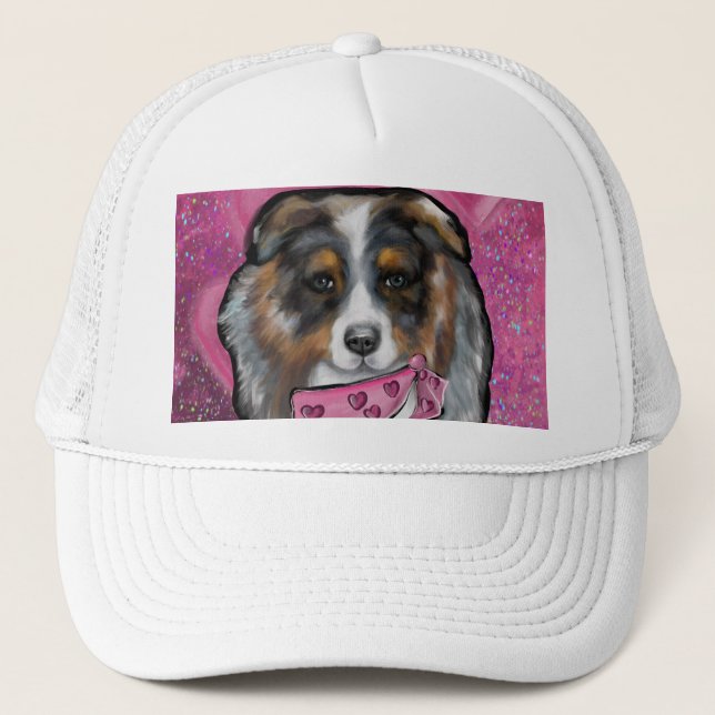 Australian Shepherd Valentine Trucker Hat (Front)