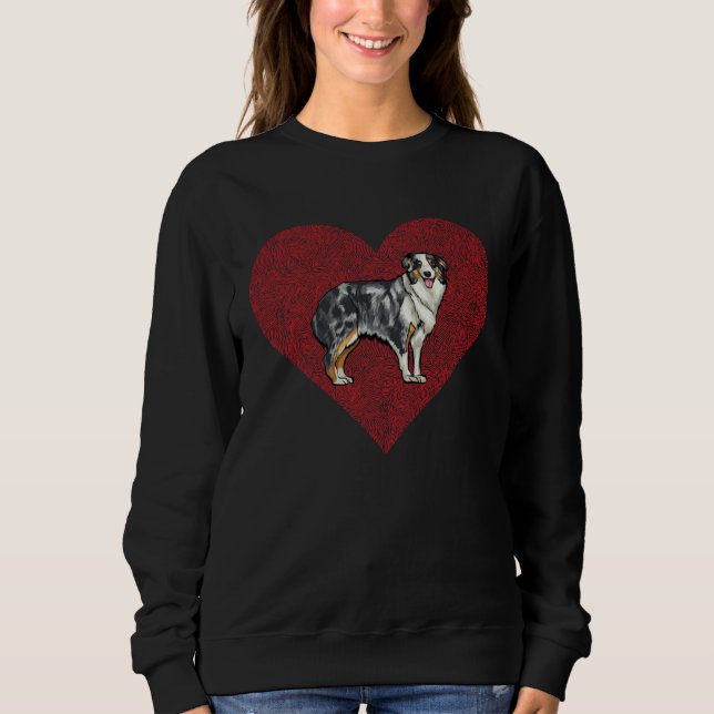 Australian Shepherd Valentines Day Dog Love Finger Sweatshirt (Front)