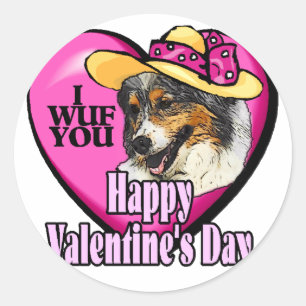 Australian Shepherd Valentines Day Gifts Classic Round Sticker