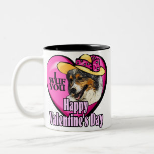 Australian Shepherd Valentines Day Two-Tone Coffee Mug