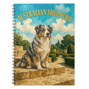 Australian Shepherd, Vintage Watercolor Dog Art Notebook