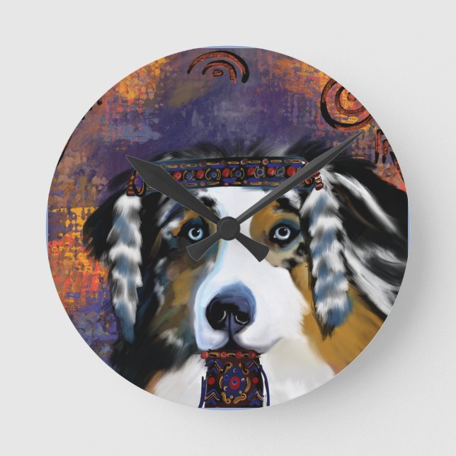 AUSTRALIAN SHEPHERD Watch Round Clock (Front)