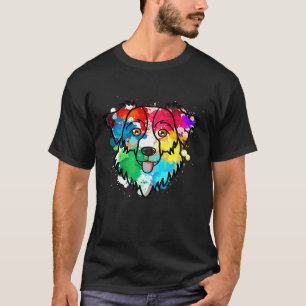 Australian Shepherd Water Colour Aussie Dog Paint T-Shirt