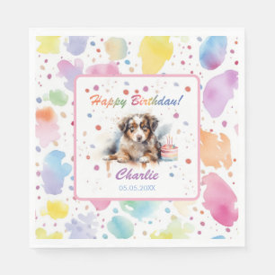 Australian Shepherd Watercolor Paper Napkins