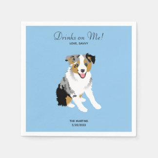 Australian Shepherd Wedding Cocktail Napkins
