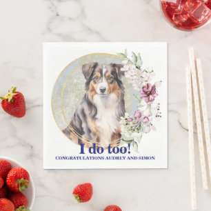 Australian Shepherd Wedding Napkins With Photo