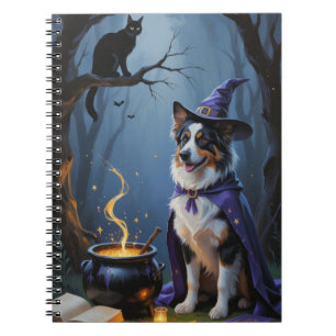 Australian Shepherd Whimsical Halloween Painting Notebook