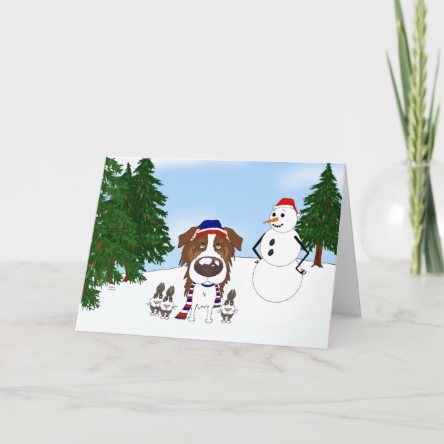 Australian Shepherd Winter Scene Holiday Card (Front)