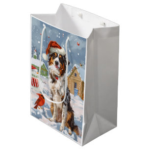 Australian Shepherd Winter Wonderland Christmas Medium Gift Bag