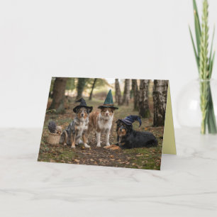 Australian Shepherd Witch Halloween Card
